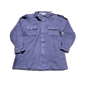 Northwest Territory Large Navy Blue Flannel 100% Cotton Double Pockets